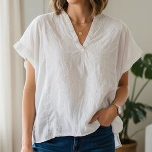 Uniqlo Ladies Medium Feminine Romantic Cotton Eyelet Lace White Top